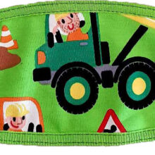Μάσκα παιδική υφασμάτινη για παιδιά 3-7 ετών πράσινη με φορτηγά